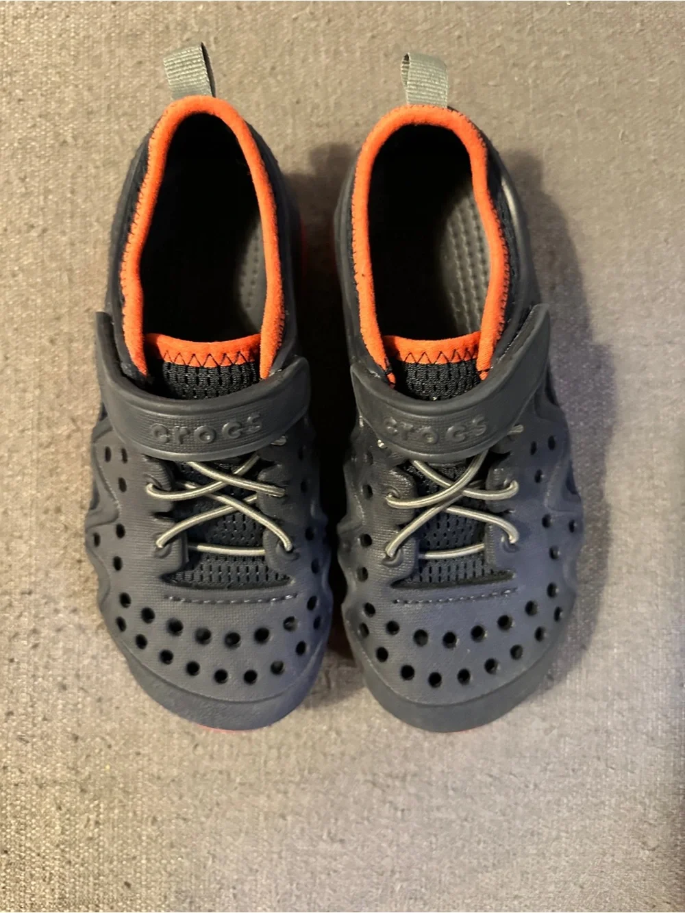 CROCS Kids Navy and Orange Water Clogs